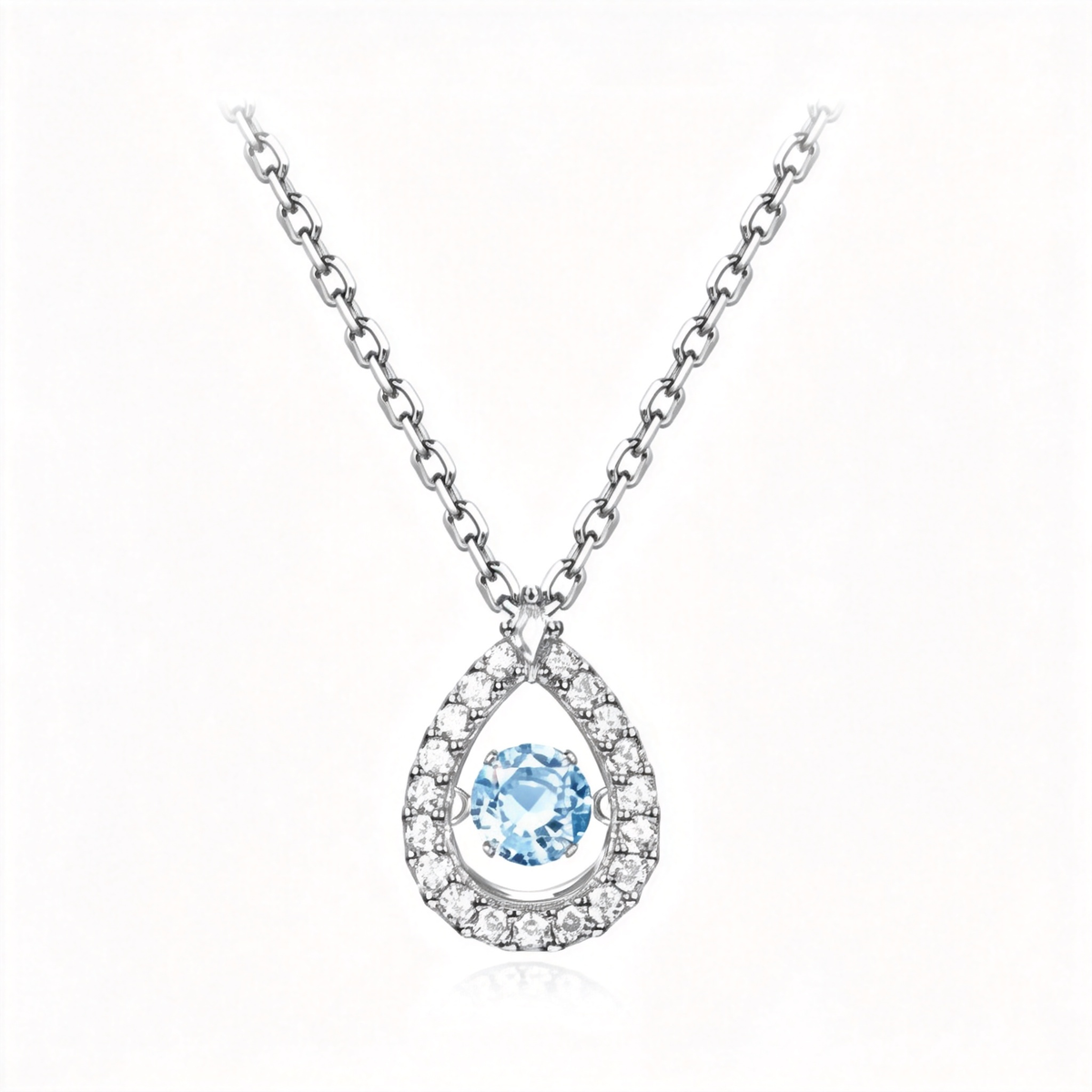 💧 Dancing Necklace | Blue Crystal Jewelry | Floating Tear Sparkle