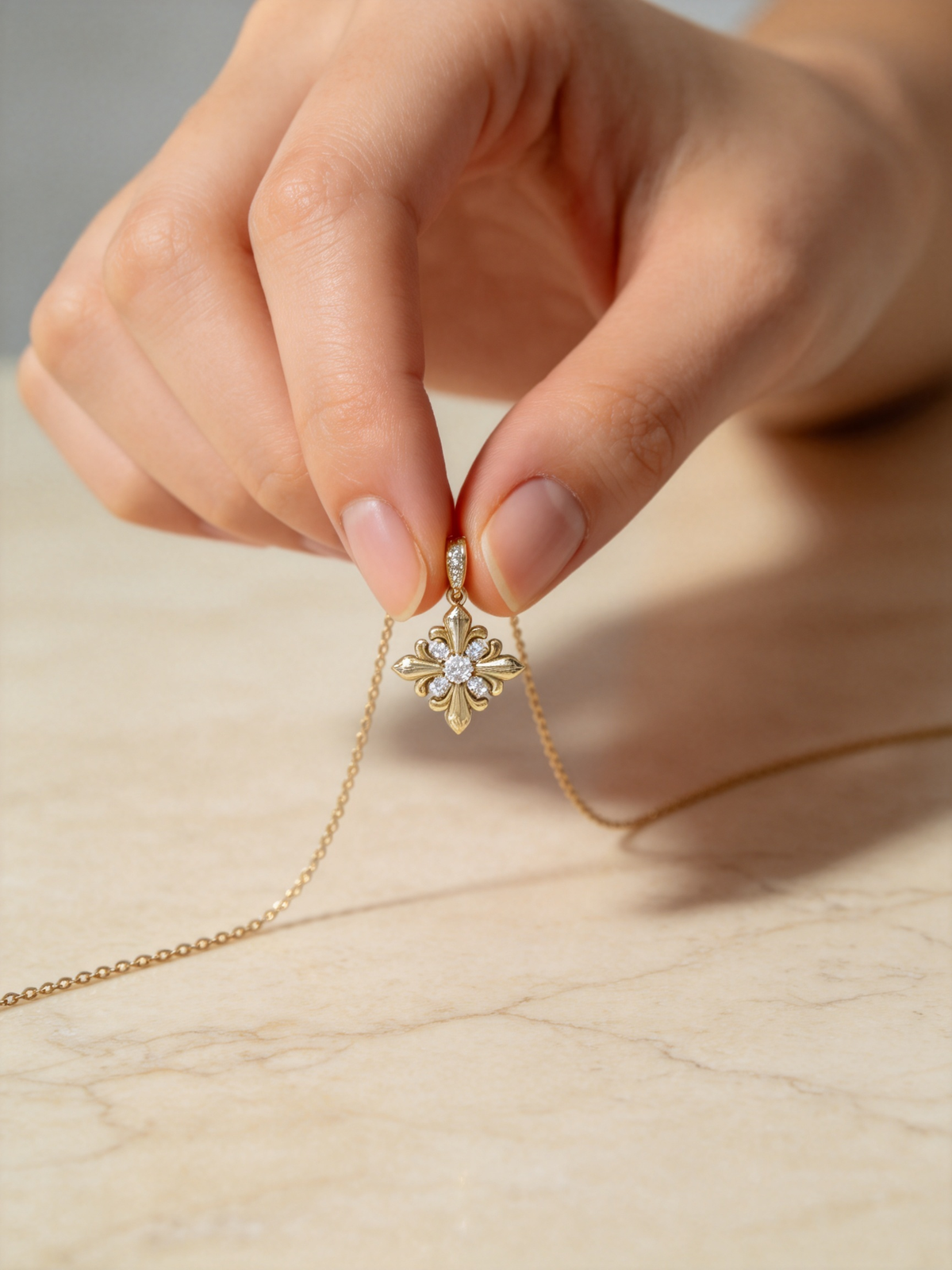 🌼 Iris Necklace | Gold-Tone Floral Jewelry | Vintage Crystal Bloom