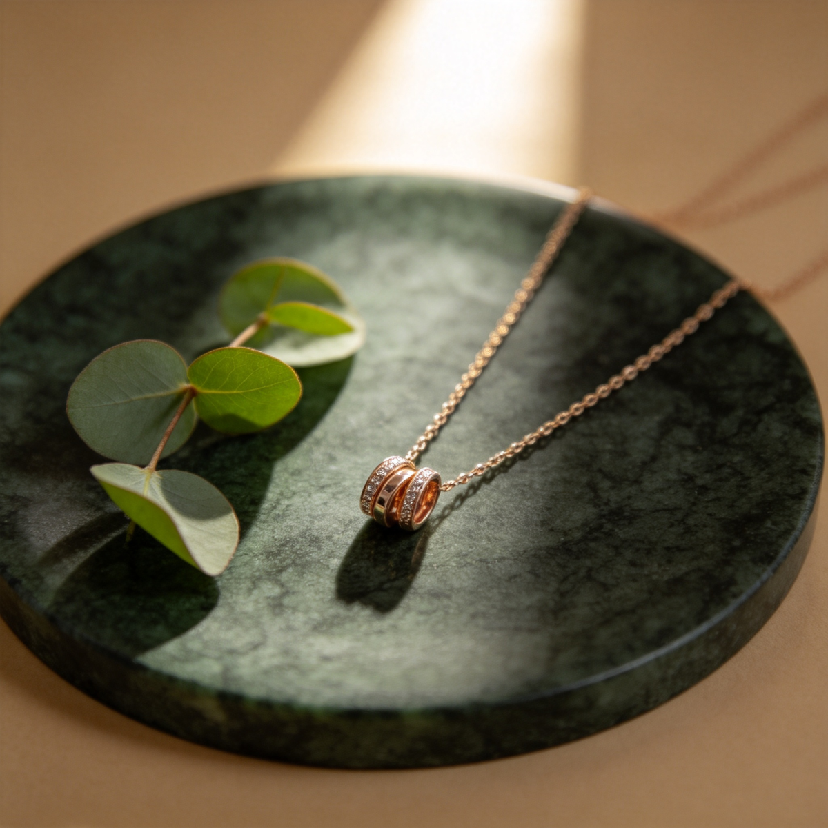 💫 Triple-Ring Necklace | Rose-Gold Everyday Jewelry | Layered Crystal Shine