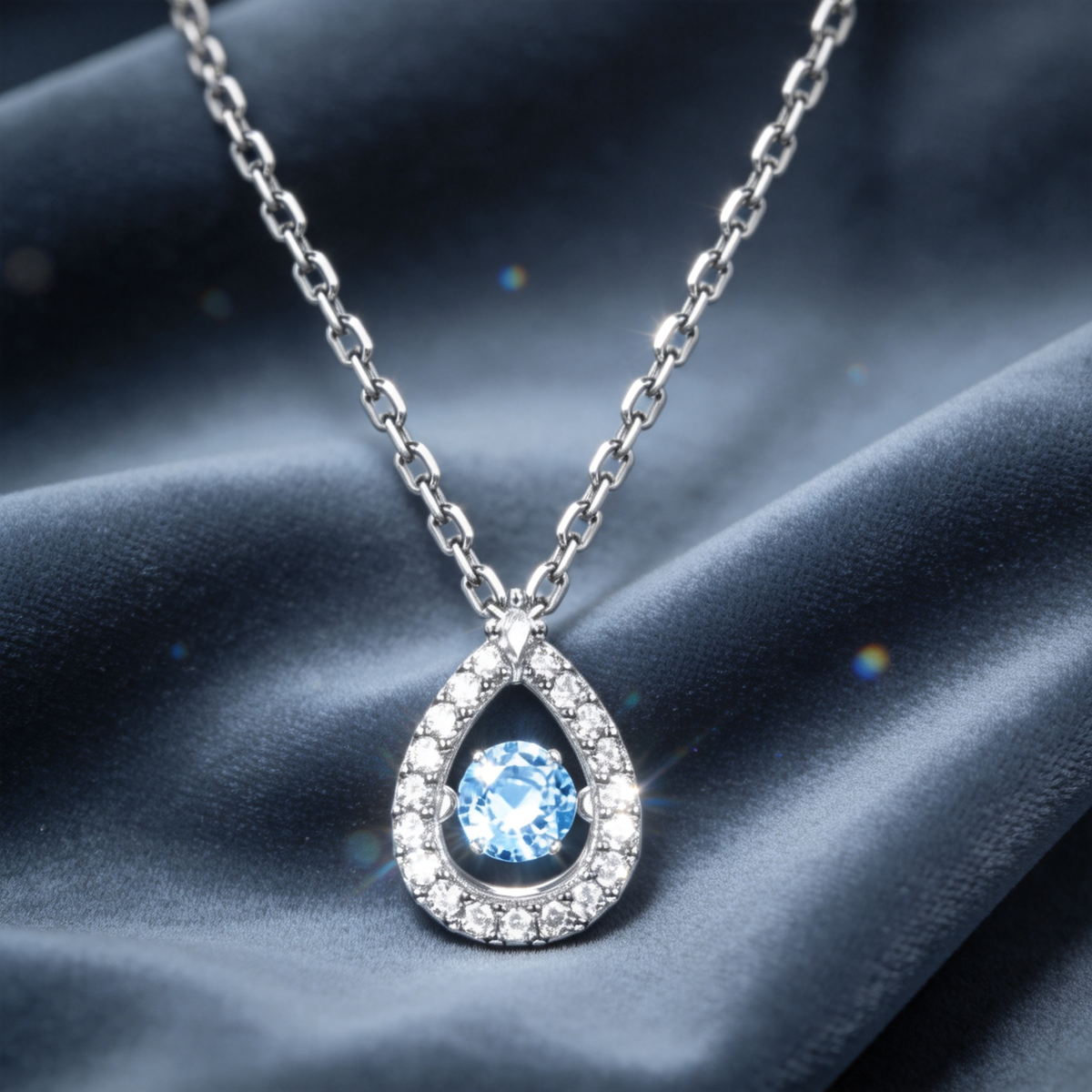 💧 Dancing Necklace | Blue Crystal Jewelry | Floating Tear Sparkle