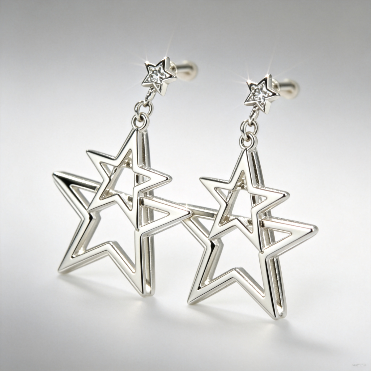 ⭐ Star Drop Earrings | Silver Geometric Jewelry | Layered Celestial Shine