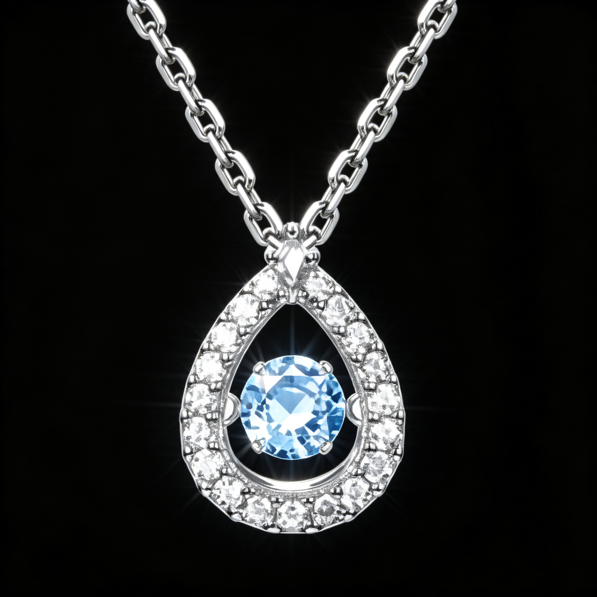 💧 Dancing Necklace | Blue Crystal Jewelry | Floating Tear Sparkle