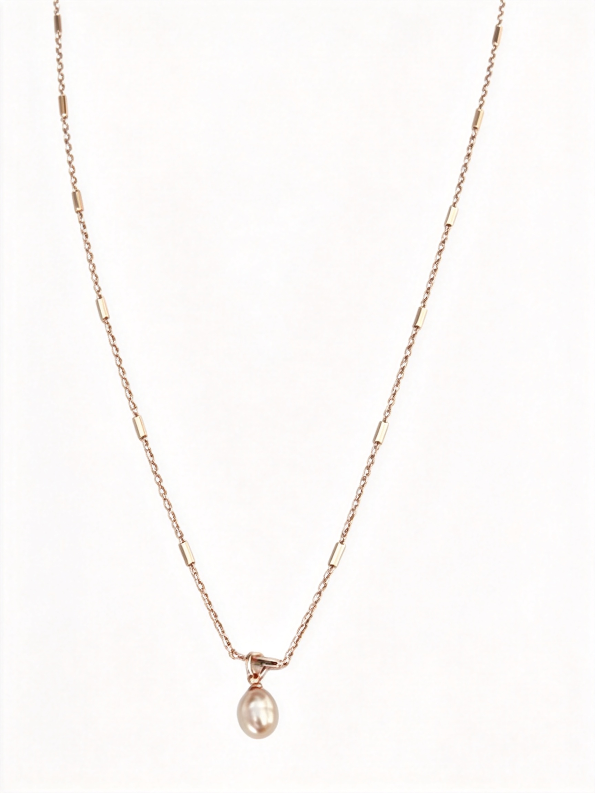 🌷 Pearl Necklace | Freshwater Teardrop Elegance | Delicate Rose-Gold Glow