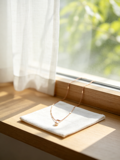 🌷 Pearl Necklace | Freshwater Teardrop Elegance | Delicate Rose-Gold Glow