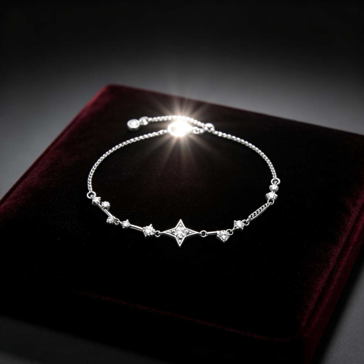 ✨ Starburst Bracelet | Silver Crystal Jewelry | Celestial Sparkle Detail