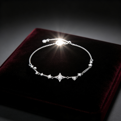 ✨ Starburst Bracelet | Silver Crystal Jewelry | Celestial Sparkle Detail