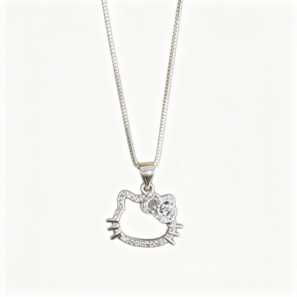 🎀 Kitty Necklace | Silver Everyday Gift | Sparkling Hollow Silhouette