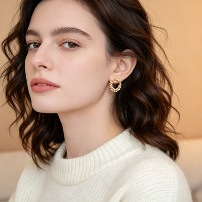 🤍 Pearl Hoop Earrings | Gold-Tone Jewelry | Twisted Mini Elegance