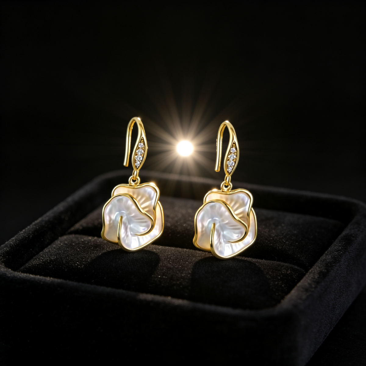 🌸 Camellia Earrings | Mother-of-Pearl Jewelry | Sculpted Floral Glow