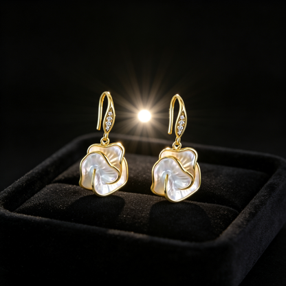🌸 Camellia Earrings | Mother-of-Pearl Jewelry | Sculpted Floral Glow