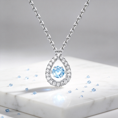 💧 Dancing Necklace | Blue Crystal Jewelry | Floating Tear Sparkle