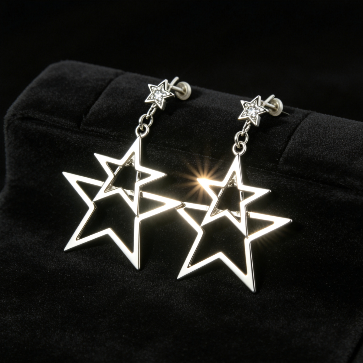 ⭐ Star Drop Earrings | Silver Geometric Jewelry | Layered Celestial Shine