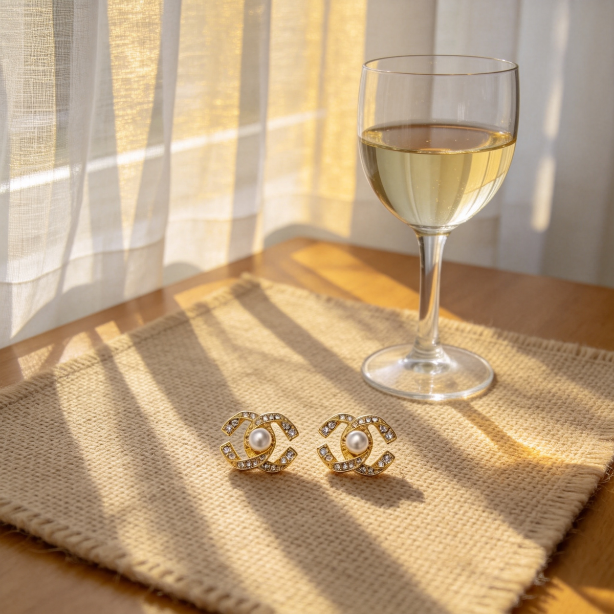 🎀 Pearl Stud Earrings | Gold-Tone Chic Jewelry | Crystal Logo-Inspired Glow