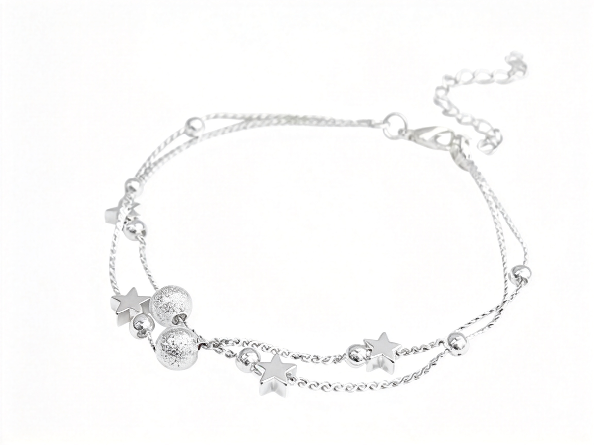 ⭐ Star Bracelet | Silver Double-Layer Jewelry | Frosted Bead Charm