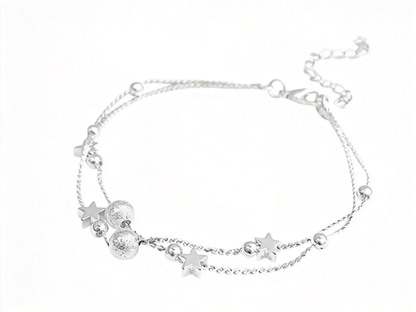 ⭐ Star Bracelet | Silver Double-Layer Jewelry | Frosted Bead Charm