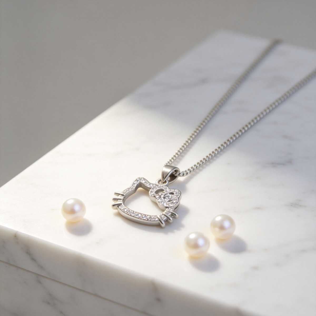 🎀 Kitty Necklace | Silver Everyday Gift | Sparkling Hollow Silhouette