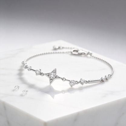 ✨ Starburst Bracelet | Silver Crystal Jewelry | Celestial Sparkle Detail