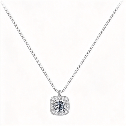 💎 Zircon Necklace | Silver Everyday Jewelry | Radiant Square-Cut Sparkle