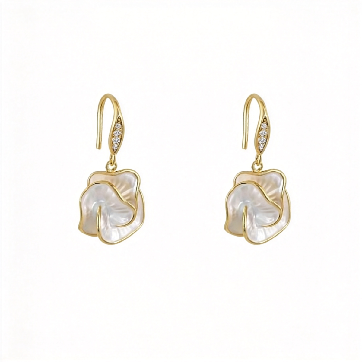 🌸 Camellia Earrings | Mother-of-Pearl Jewelry | Sculpted Floral Glow