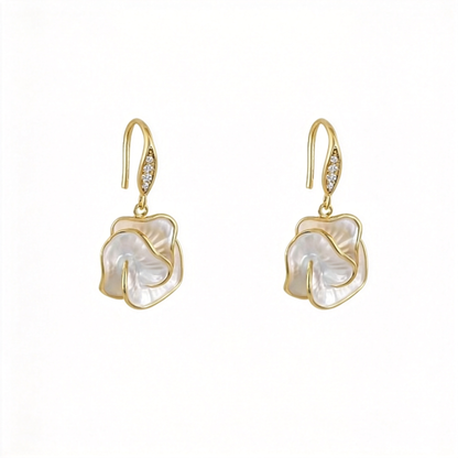 🌸 Camellia Earrings | Mother-of-Pearl Jewelry | Sculpted Floral Glow