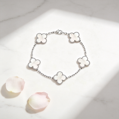 🍀 Clover Bracelet | Mother-of-Pearl Jewelry | Five-Flower Lucky Glow