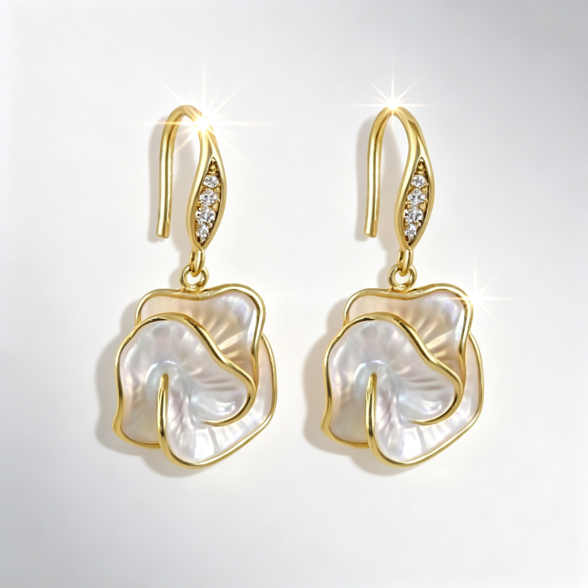 🌸 Camellia Earrings | Mother-of-Pearl Jewelry | Sculpted Floral Glow