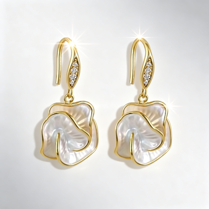 🌸 Camellia Earrings | Mother-of-Pearl Jewelry | Sculpted Floral Glow