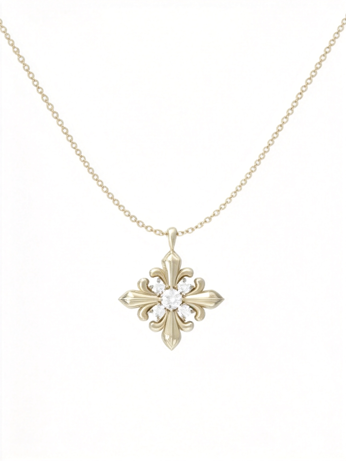 🌼 Iris Necklace | Gold-Tone Floral Jewelry | Vintage Crystal Bloom
