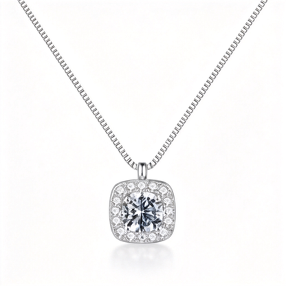 💎 Zircon Necklace | Silver Everyday Jewelry | Radiant Square-Cut Sparkle