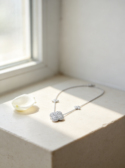 🍀 Clover Necklace | Silver-Tone Everyday Jewelry | Her Lucky Sparkle