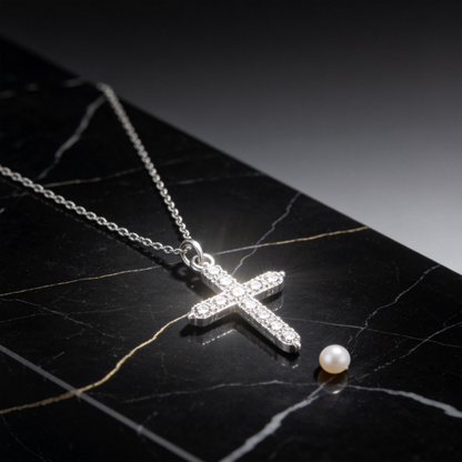 ✝️ Cross Necklace | Silver Crystal Daily Faith | Sparkling Gift-Worthy