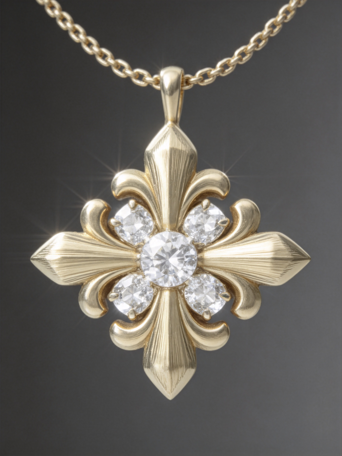 🌼 Iris Necklace | Gold-Tone Floral Jewelry | Vintage Crystal Bloom