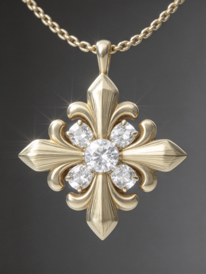 🌼 Iris Necklace | Gold-Tone Floral Jewelry | Vintage Crystal Bloom
