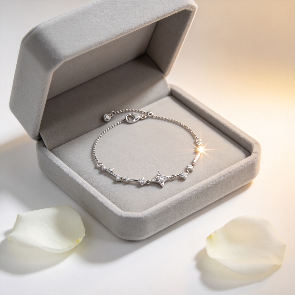 ✨ Starburst Bracelet | Silver Crystal Jewelry | Celestial Sparkle Detail