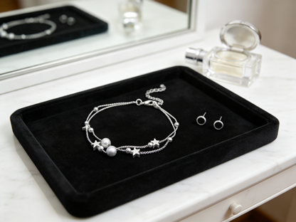 ⭐ Star Bracelet | Silver Double-Layer Jewelry | Frosted Bead Charm