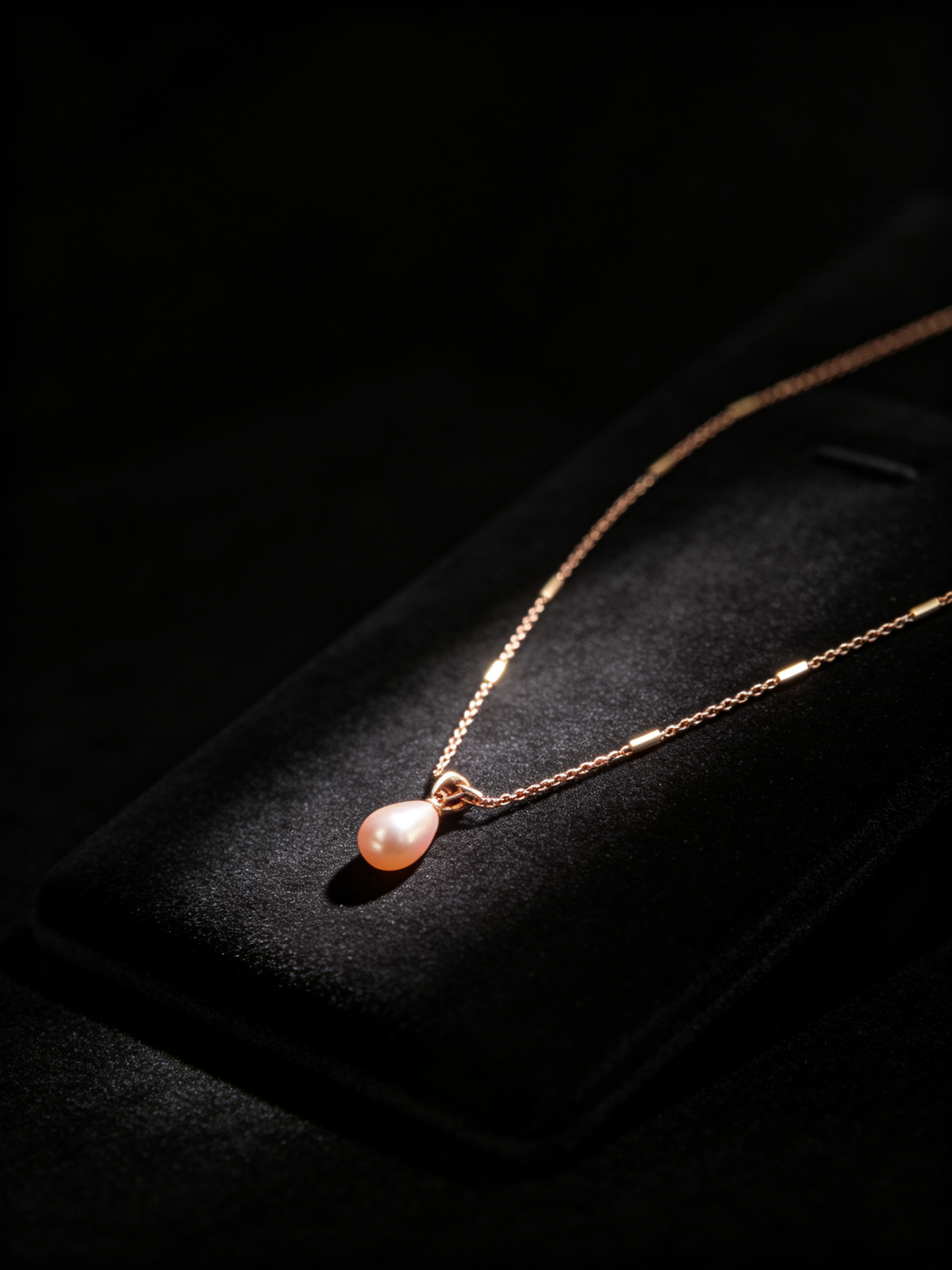 🌷 Pearl Necklace | Freshwater Teardrop Elegance | Delicate Rose-Gold Glow