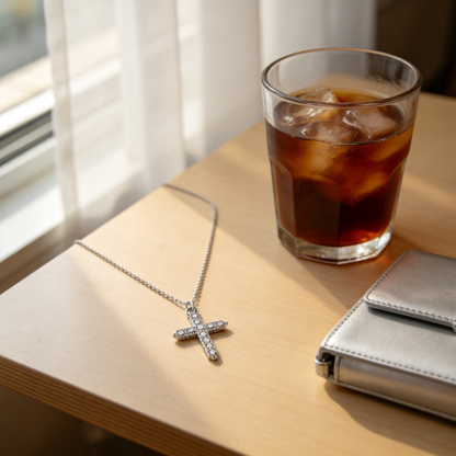 ✝️ Cross Necklace | Silver Crystal Daily Faith | Sparkling Gift-Worthy